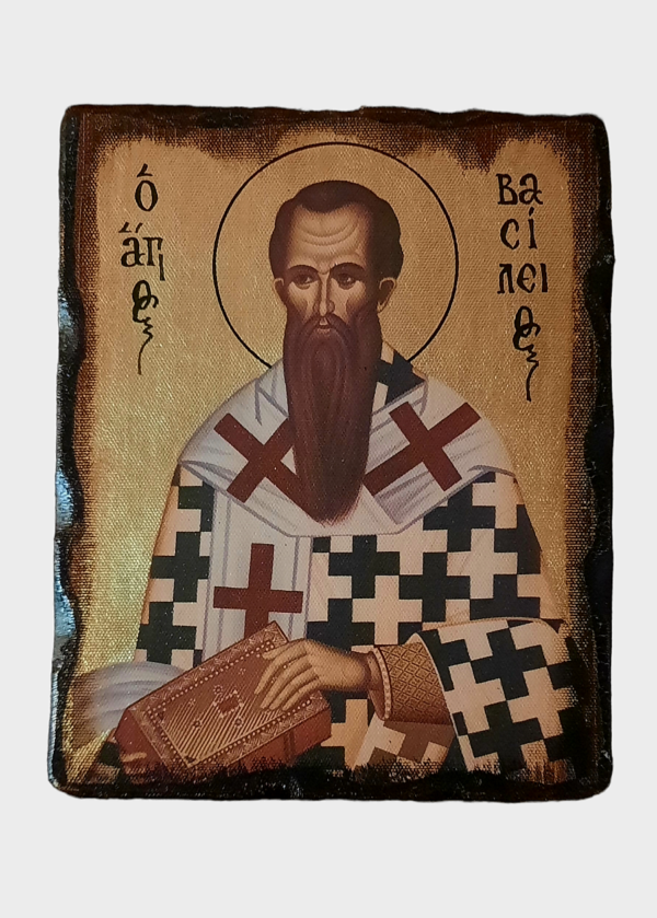 Εικόνα από καμβά σε έλατο, με φύλλο χρυσού και παλαίωση