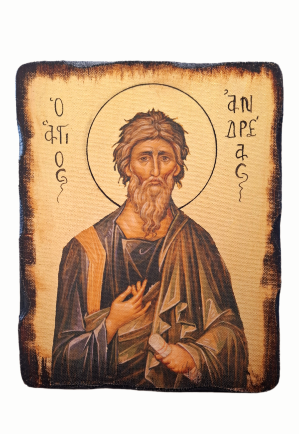 Εικόνα από καμβά σε έλατο, με φύλλο χρυσού και παλαίωση