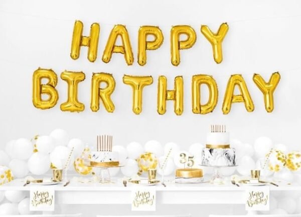 Σετ μπαλονιών “Happy Birthday” Χρυσό